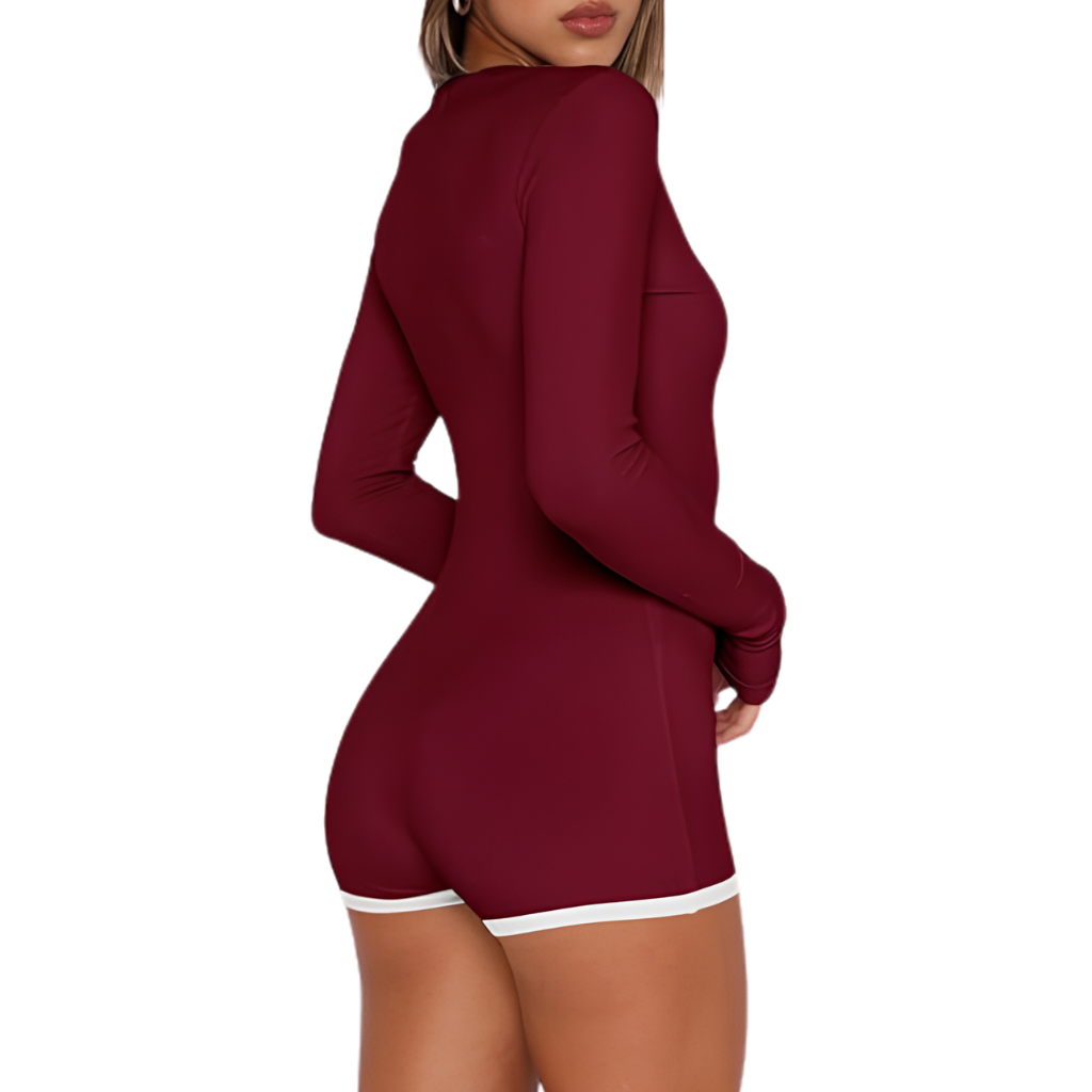 Long Sleeve Button Down Ribbed Lounge Jumpsuit For Women