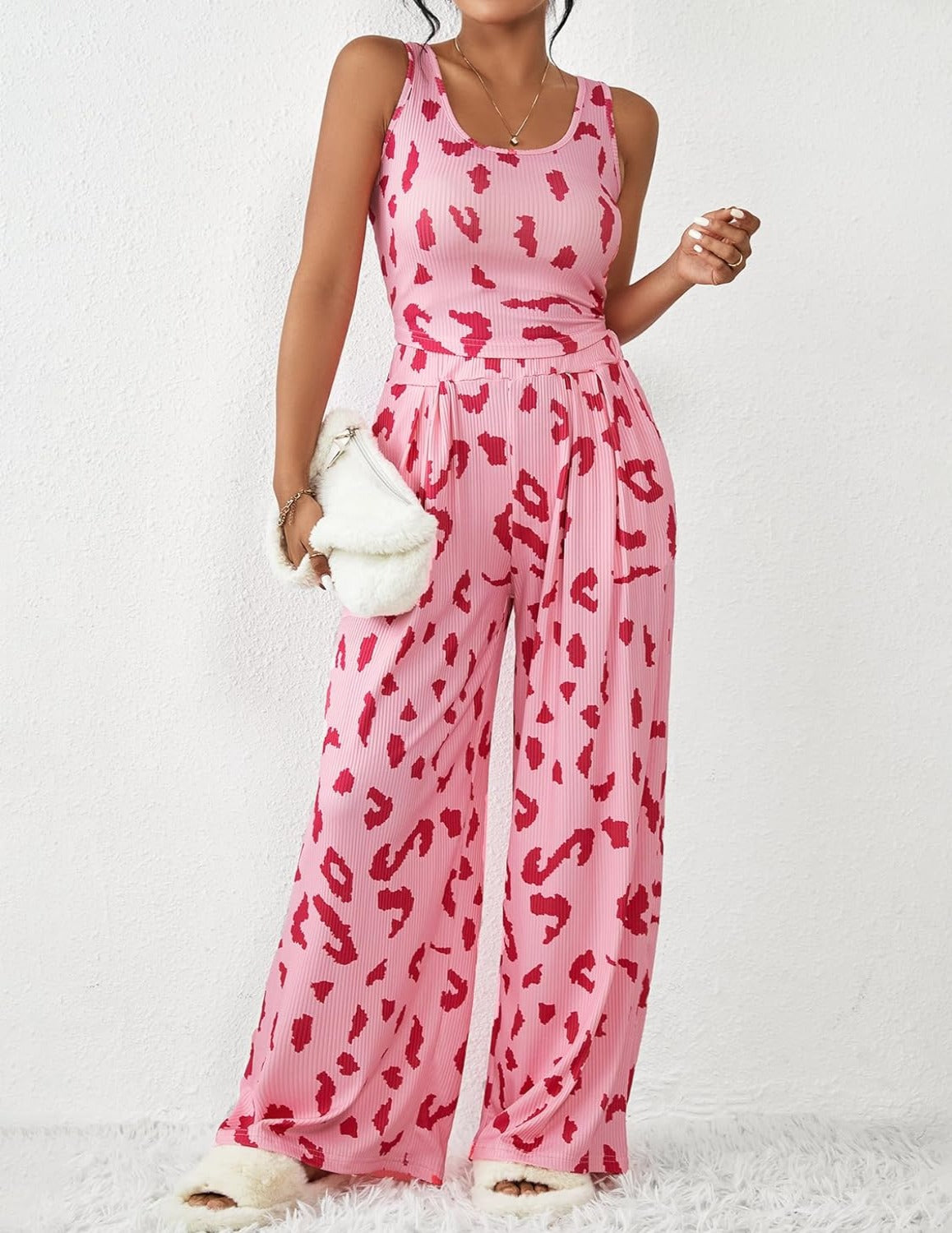 2 Piece Printed Sleeveless Lounge Sets-Original Pajamas