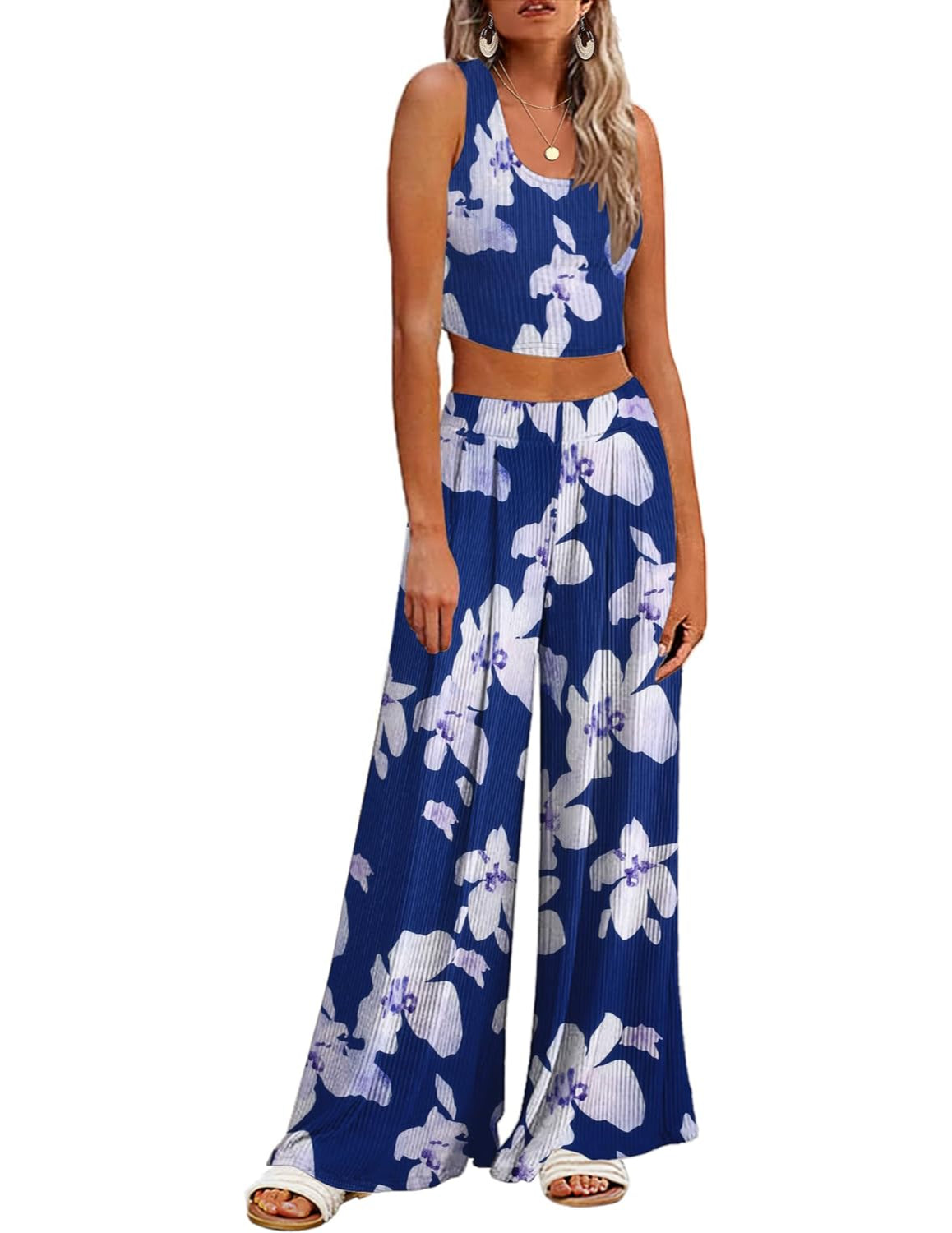 2 Piece Printed Sleeveless Lounge Sets-Original Pajamas