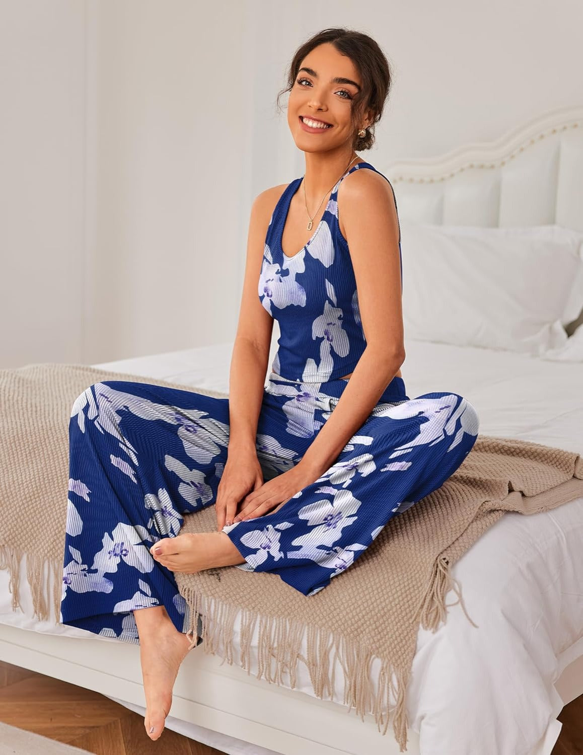 2 Piece Printed Sleeveless Lounge Sets-Original Pajamas