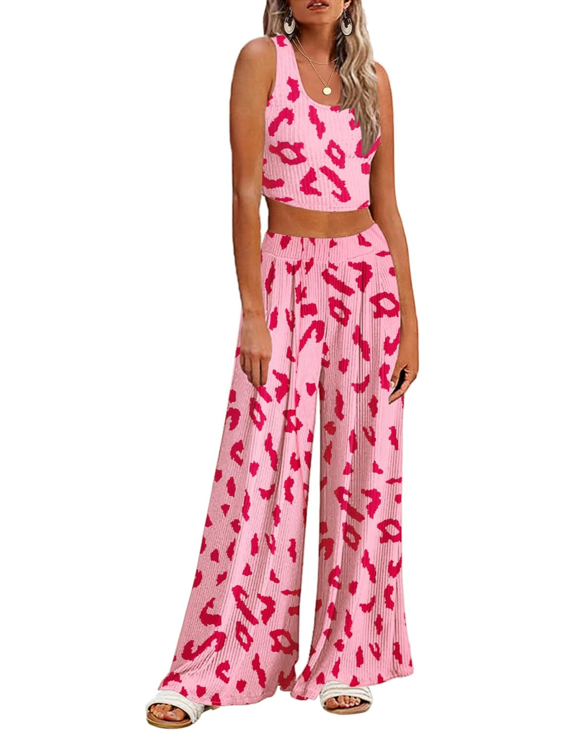 2 Piece Printed Sleeveless Lounge Sets-Original Pajamas