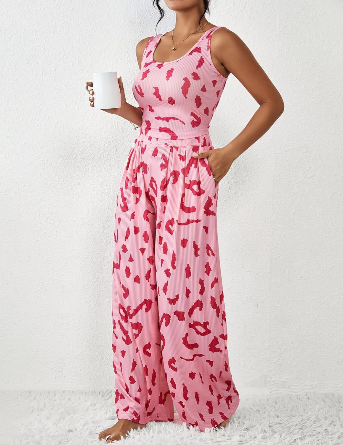 2 Piece Printed Sleeveless Lounge Sets-Original Pajamas