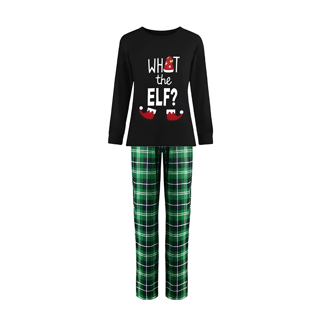 Men and Women Elf Letter Print Family Matching Pajama Sets