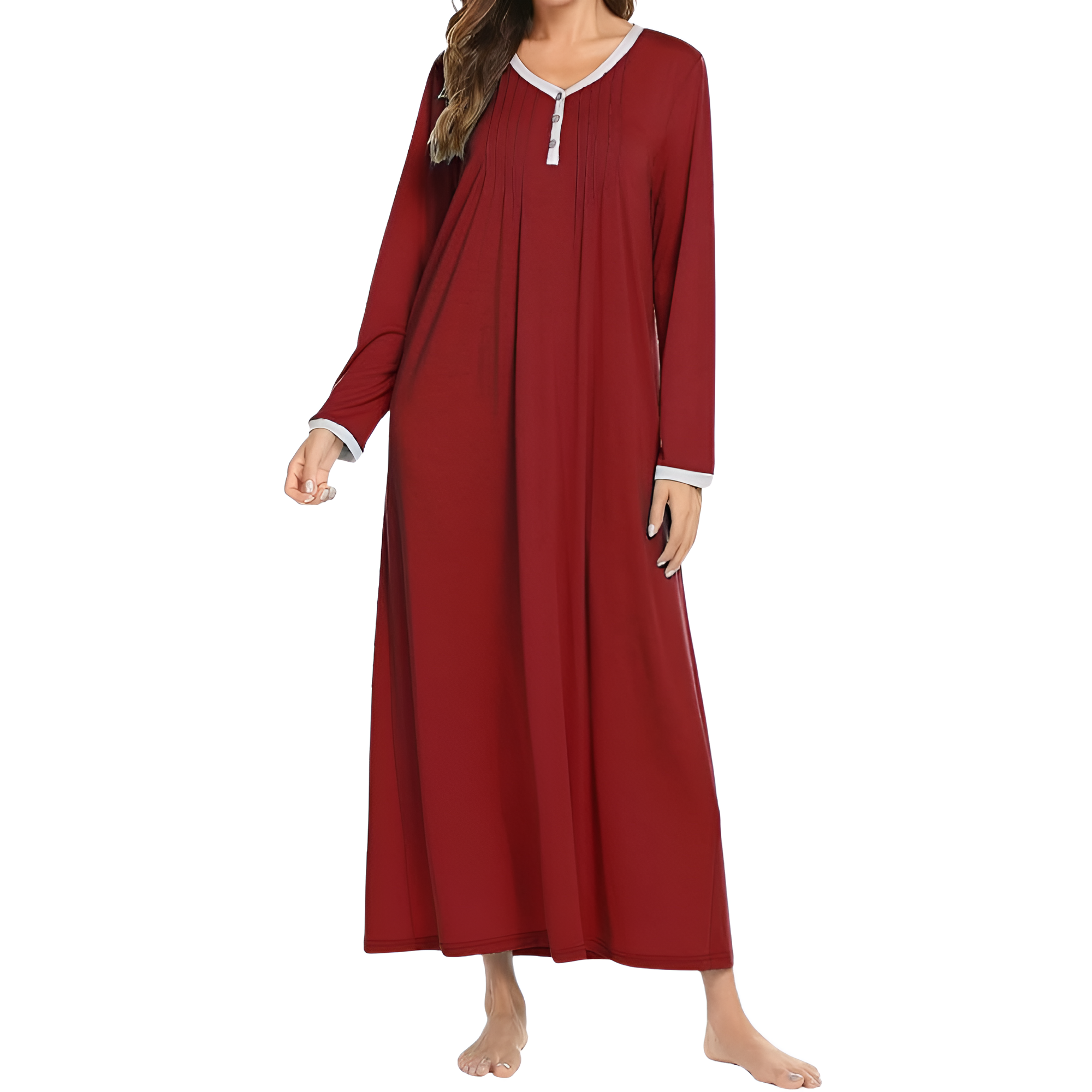 Henley Long Sleeve Nightgown Sleepwear For Women