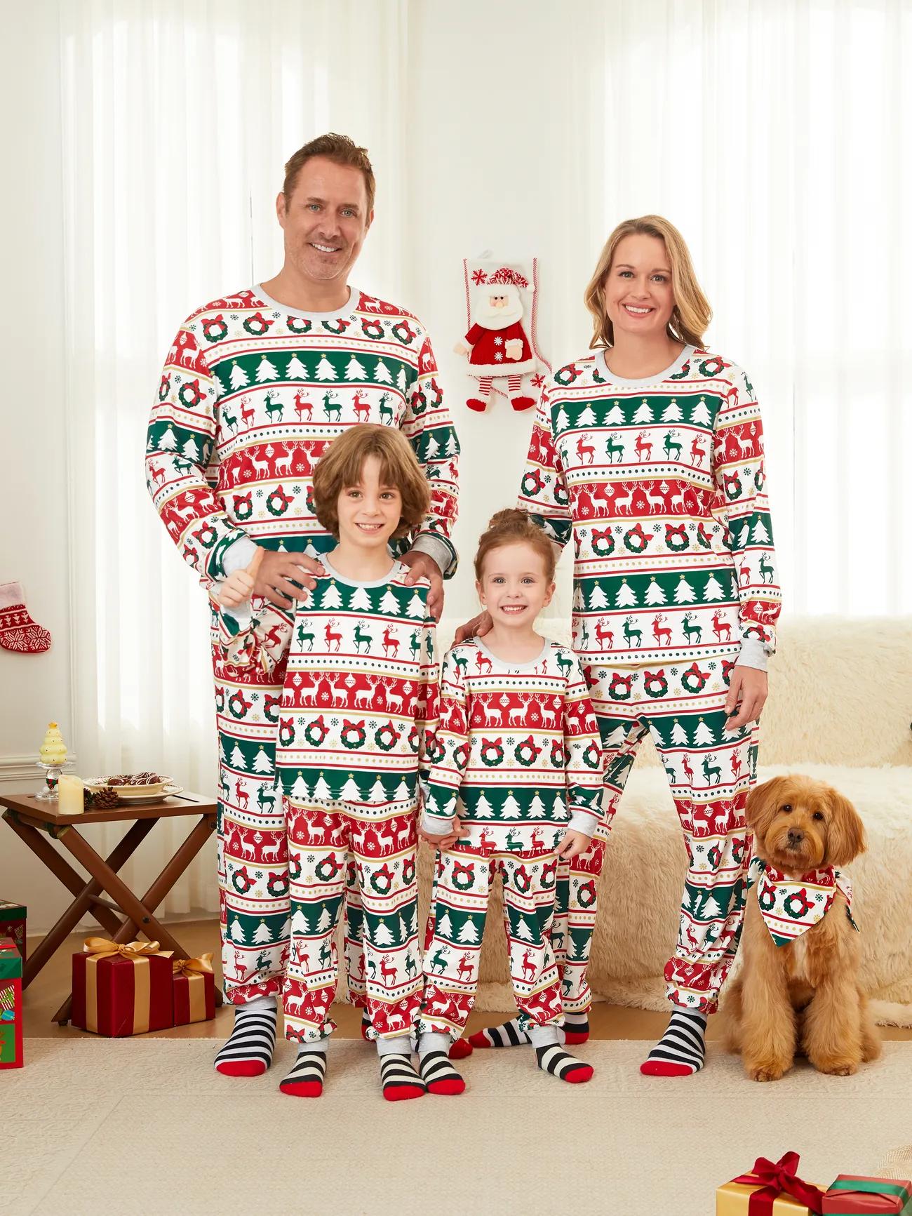 Printed Christmas Theme Family Matching Top And Pajama Set-Original Pajamas