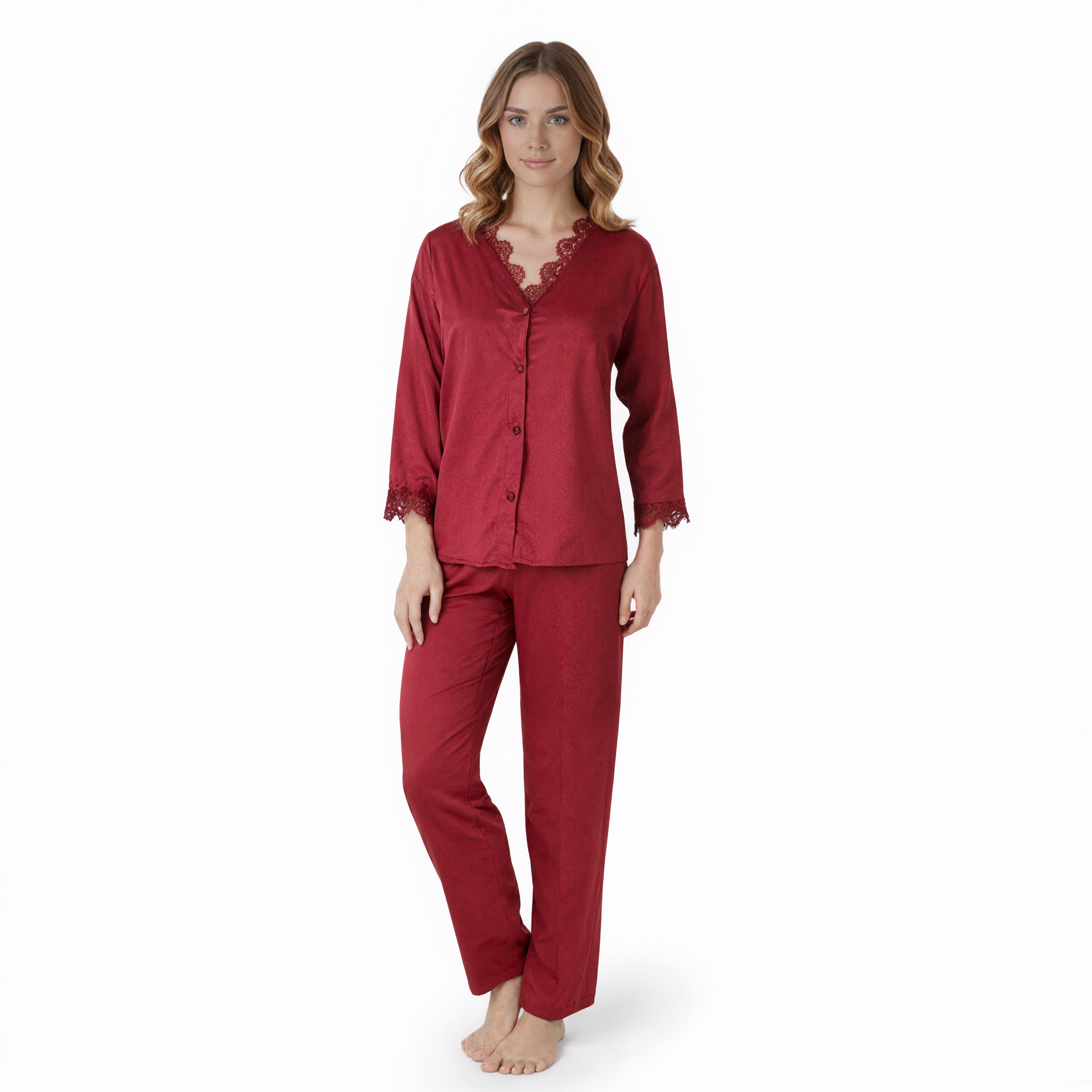 6 Pieces Maroon Dressing Gown Set