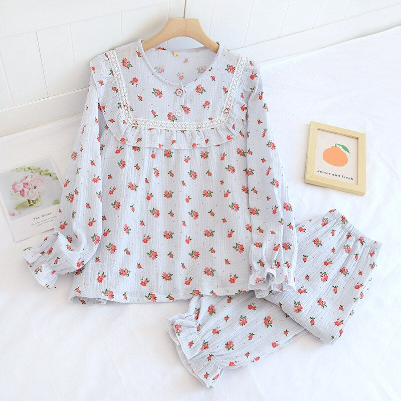 Long Sleeve Floral Women's 2 Piece Pajama Set-Original Pajamas