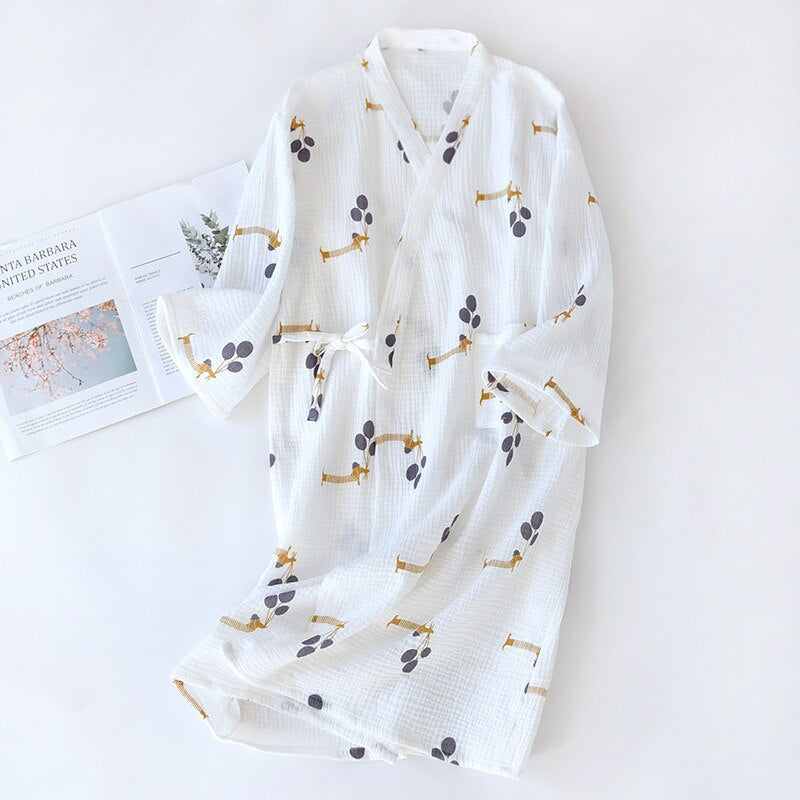 Printed Japanese Style Kimono Ladies Night Suit-Original Pajamas