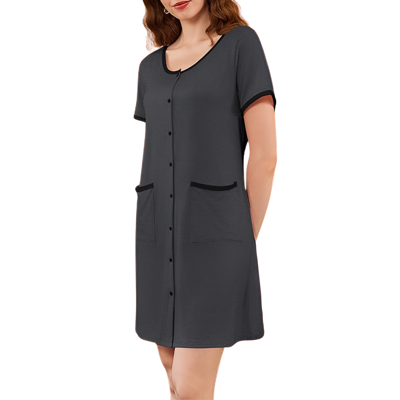Pack Of 2 Casual Button Down Nightgown With Short Sleeve Sleepwear For Women