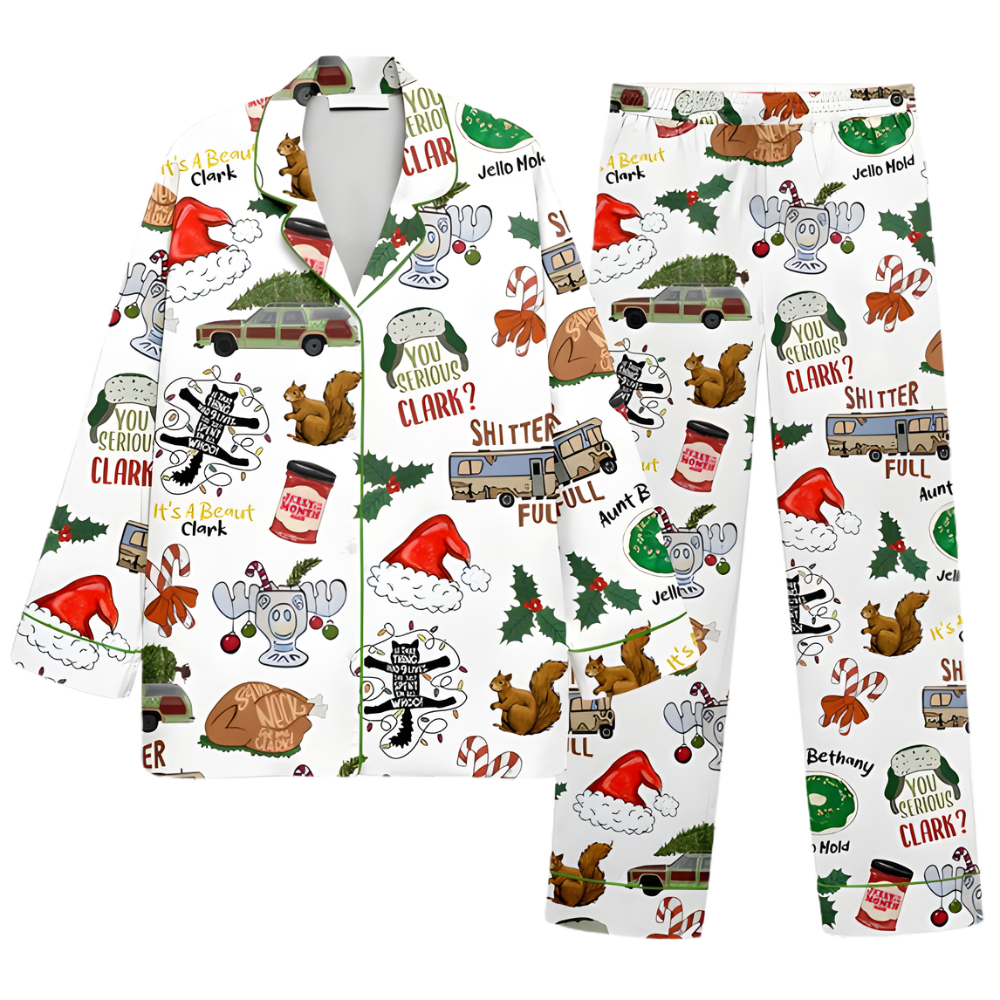 Holiday Movie Inspired Print Christmas Pajama Set