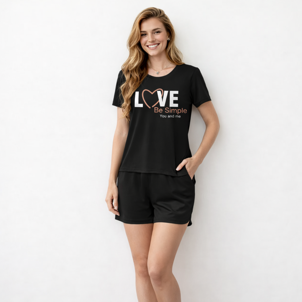 Love Letter Printed Matching Couple Pajama Set