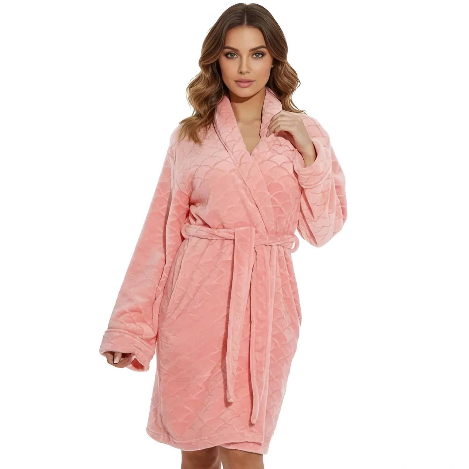 Kimono Design Bath Robe With Adjustable Belt For Women