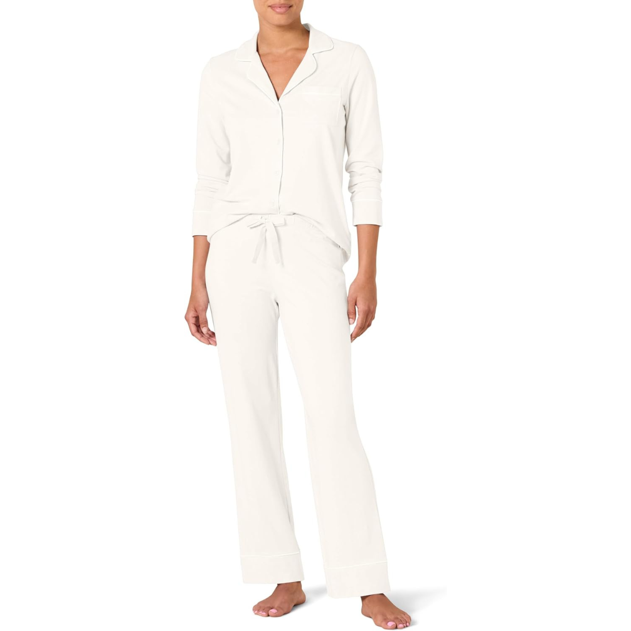 Long Sleeve Modal Pajama Set With Full Length Bottom Loungewear For Women