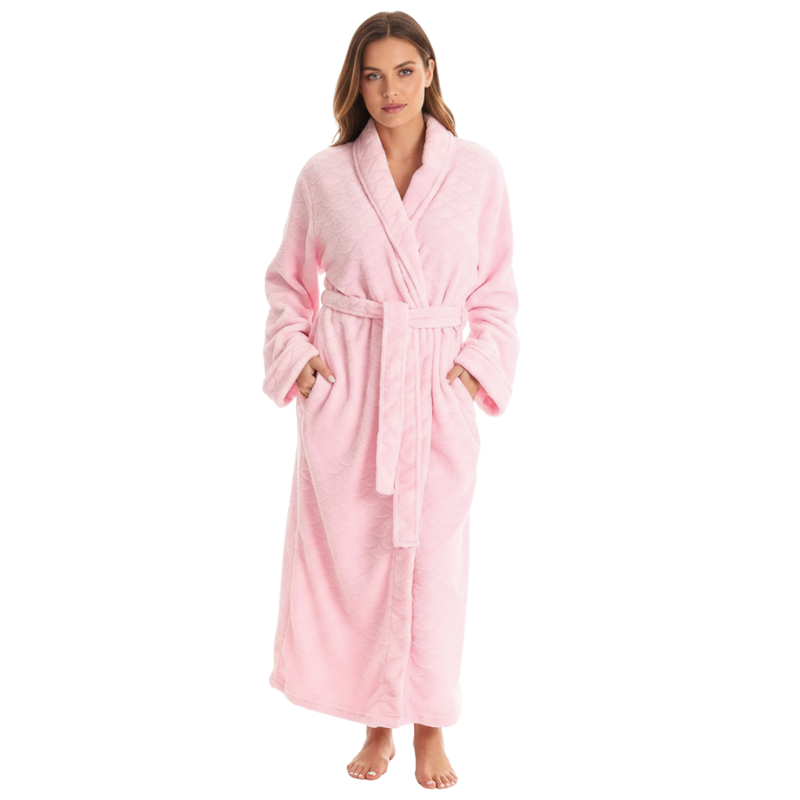 Velour Kimono Robe Hooded Bath Robes For Women Maxi Length