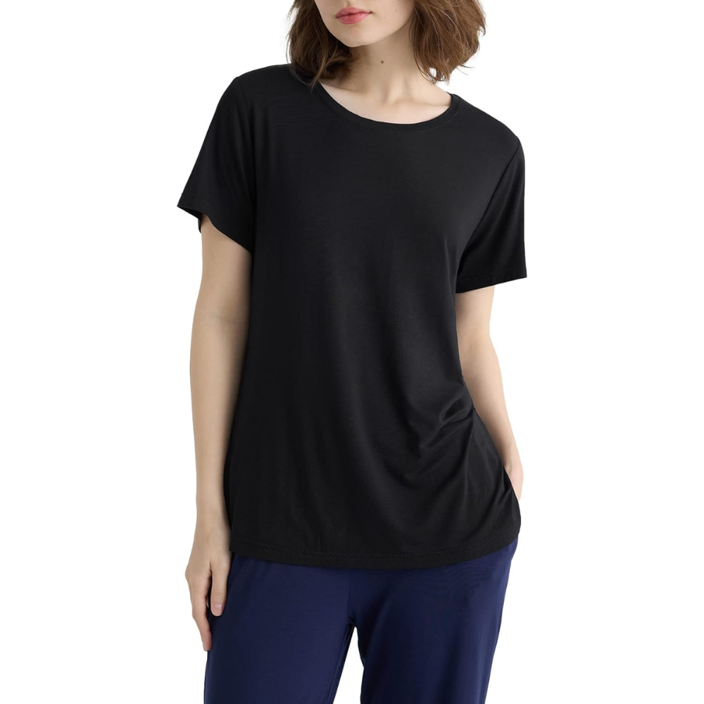 Short Sleeve Solid Pajama T Shirt For Women