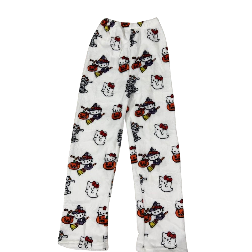 Cartoon Cat Print Pajama Pants