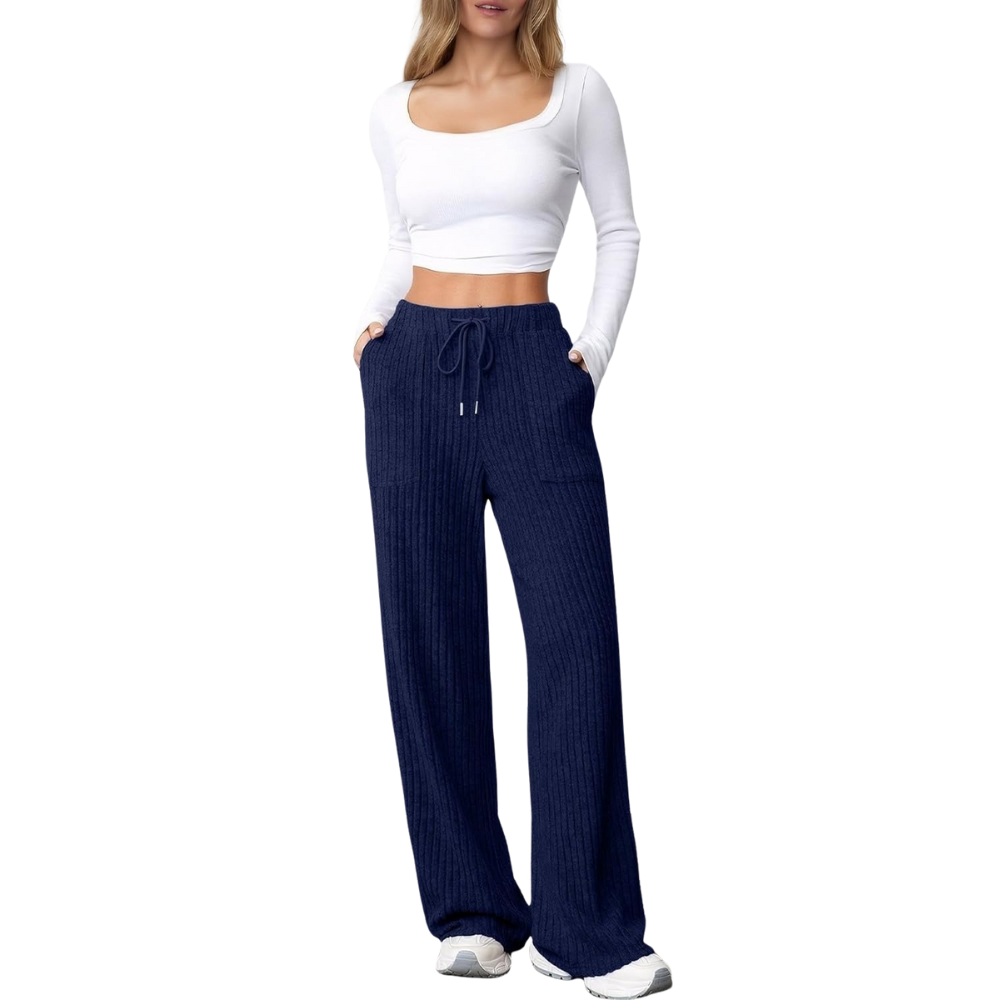 Ribbed Knit Lounge Pants With Pockets
