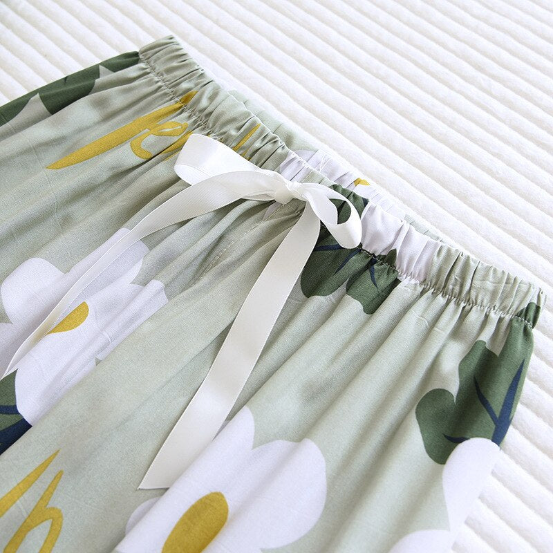 Women's Loose Floral Viscose Pants-Original Pajamas
