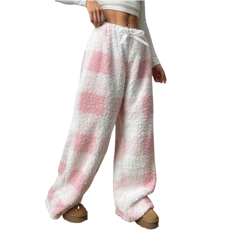 Fuzzy Plush Pajama Pants With Drawstring