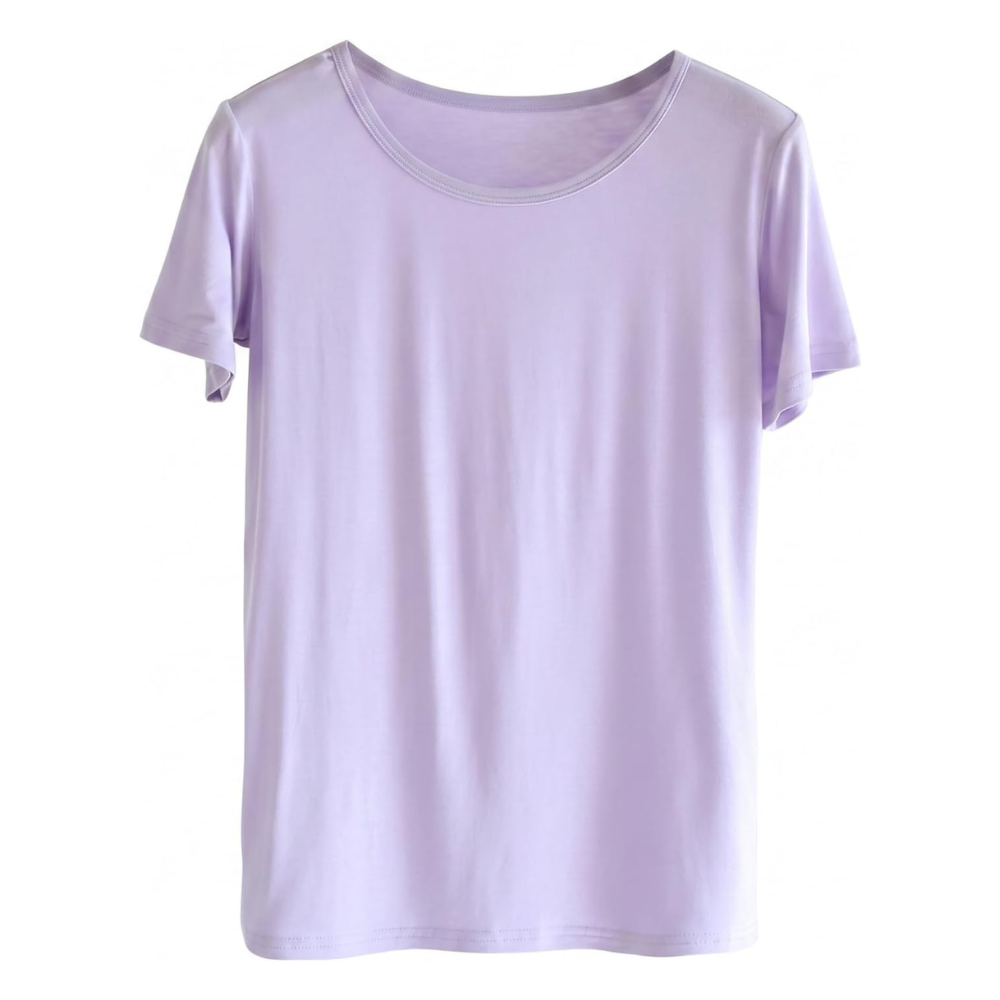 Women Round Style Solid Pajama Top