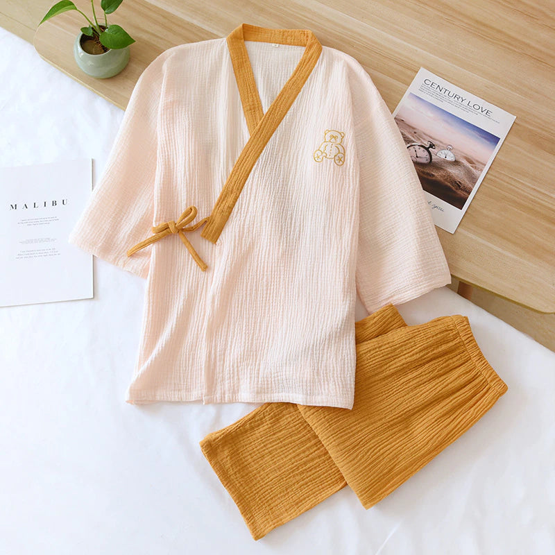 Women's Japanese Kimono Style 2 Piece Pajama Set-Original Pajamas