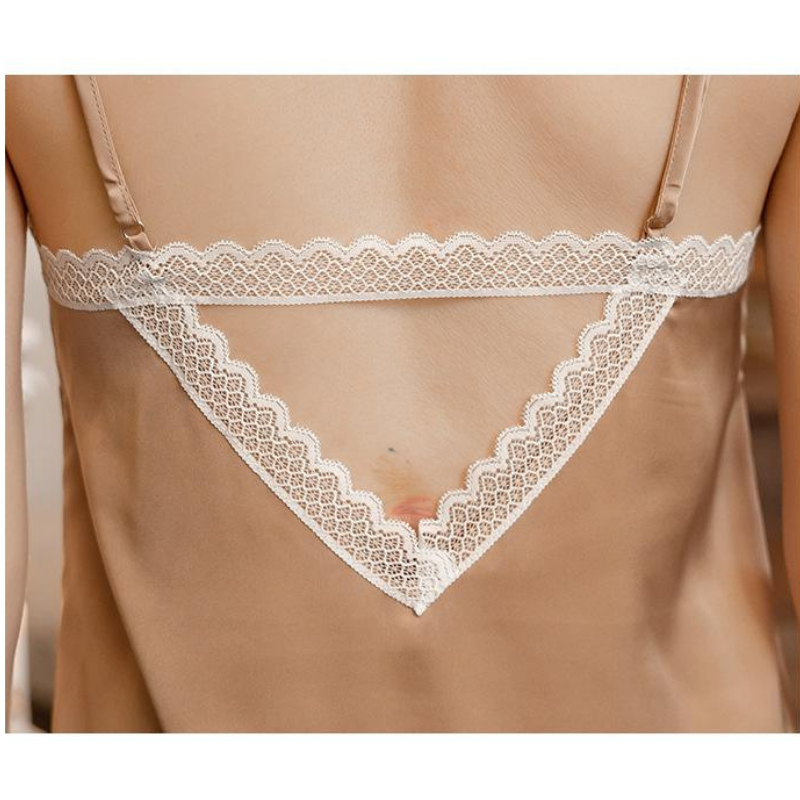 Champagne Polyester Pajamas 3 Pieces Kimono Bathrobe-Original Pajamas