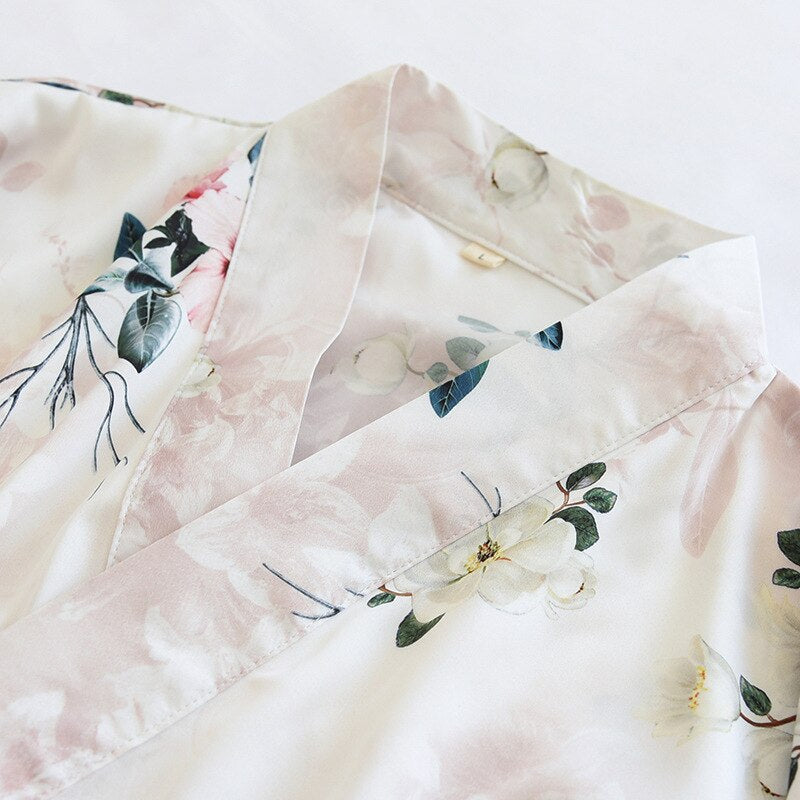 Women's Satin Chiffon Kimono 2 Piece Set-Original Pajamas