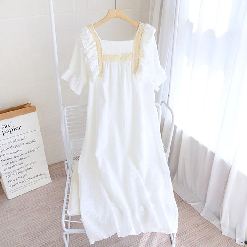 Ladies Cotton Short Sleeve Nightdress-Original Pajamas