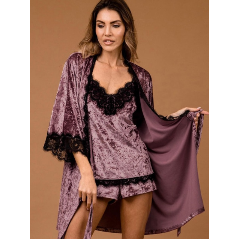 3 Piece Pajamas Velvet Suits With Shorts-Original Pajamas