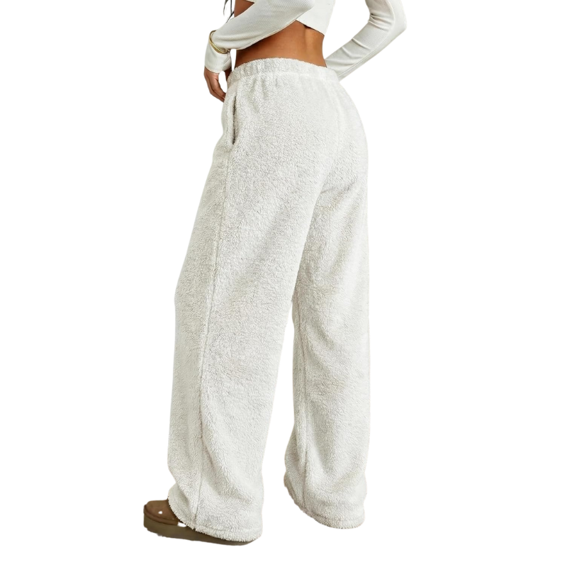 Fuzzy Plush Pajama Pants With Drawstring