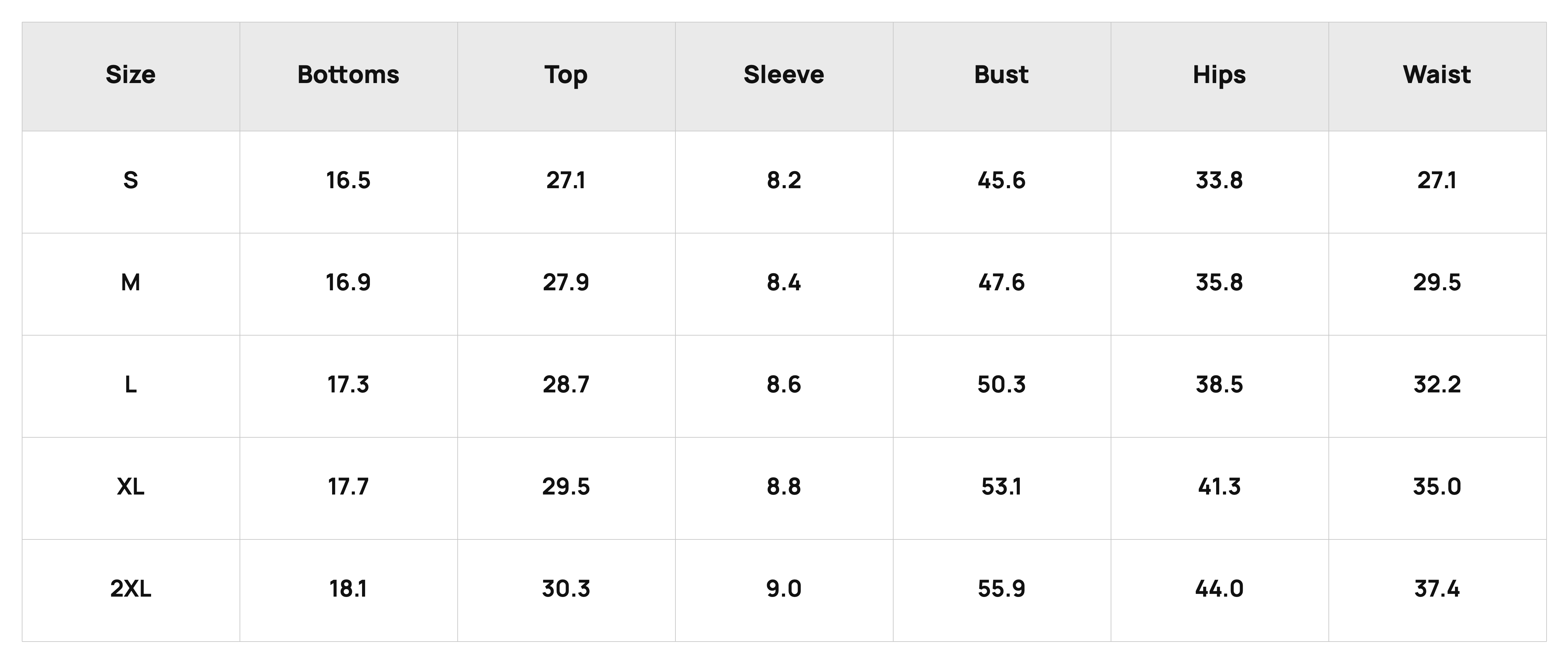 Size Chart