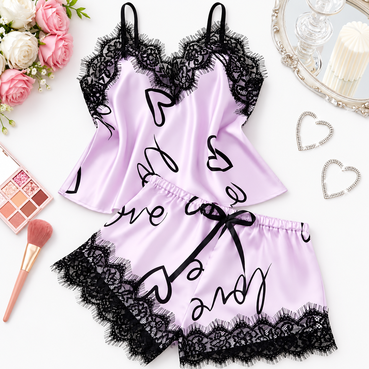 Lace Spaghetti Top Set Pajamas For Women