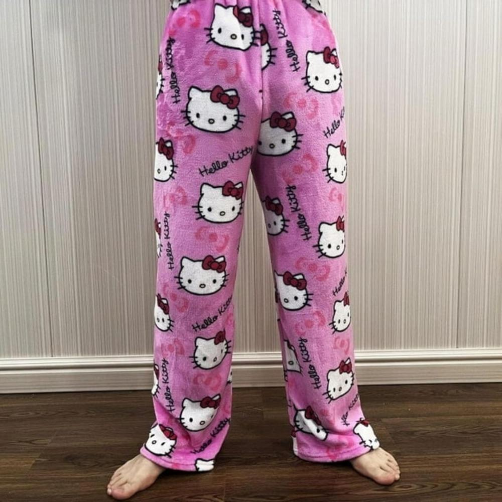 Cartoon Cat Print Pajama Pants