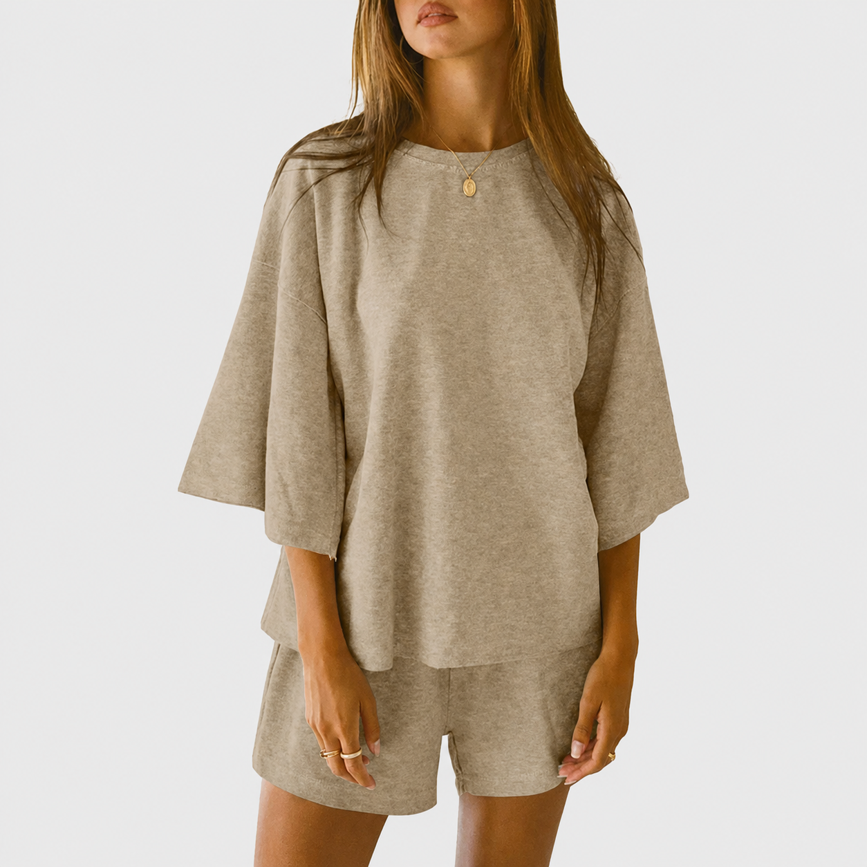 Casual 2 Piece Loungewear Tops And Shorts Set For Women