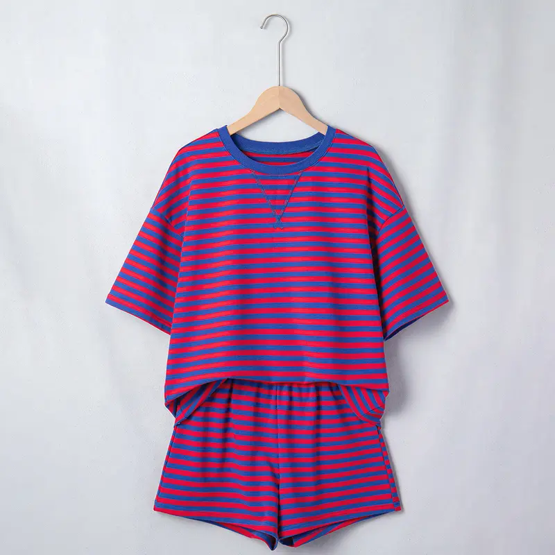 Casual Striped Pattern Shorts And Top Set For Women