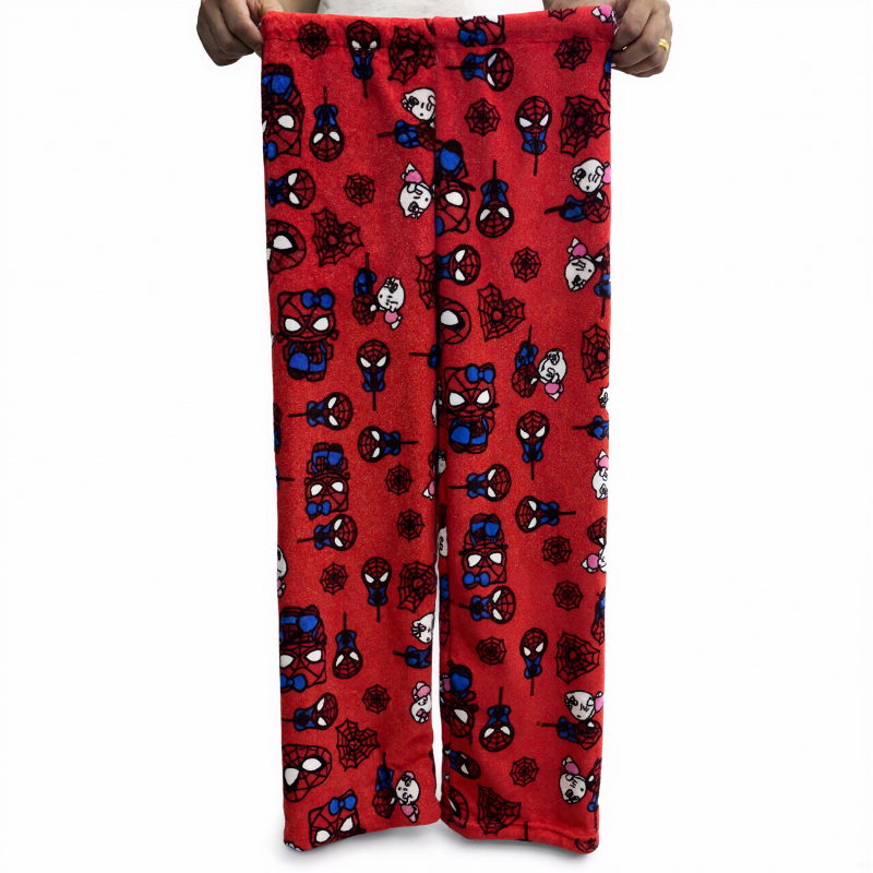 Cotton Velvet Spider Print Loose Pajama Pants