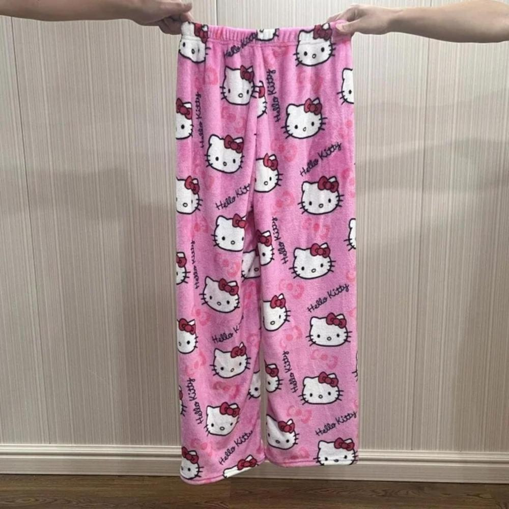 Cartoon Cat Print Pajama Pants