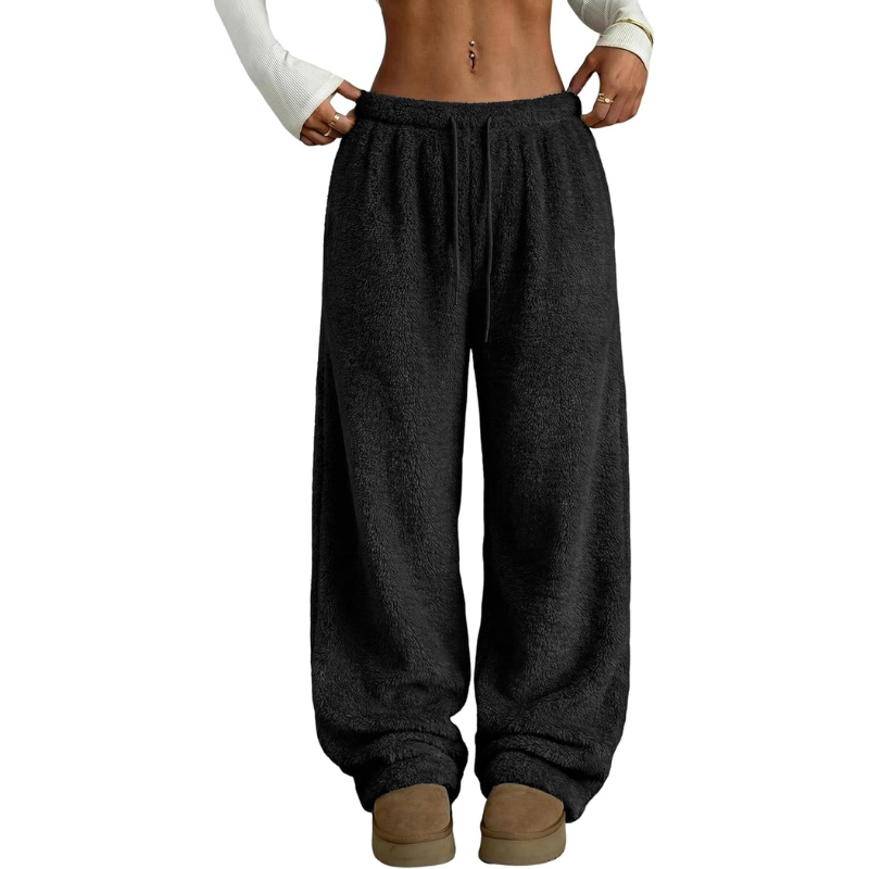 Fuzzy Plush Pajama Pants With Drawstring