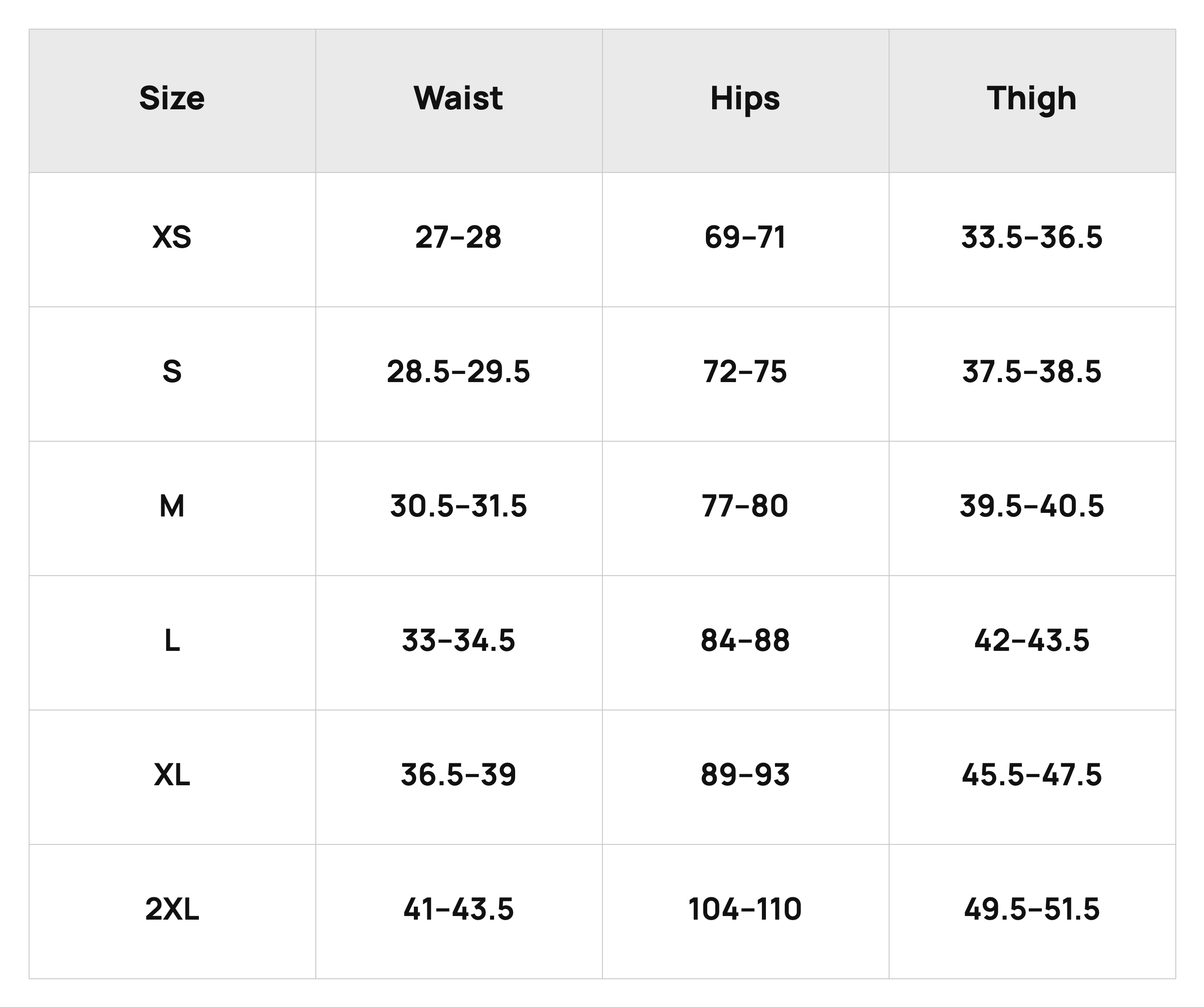 Size Chart