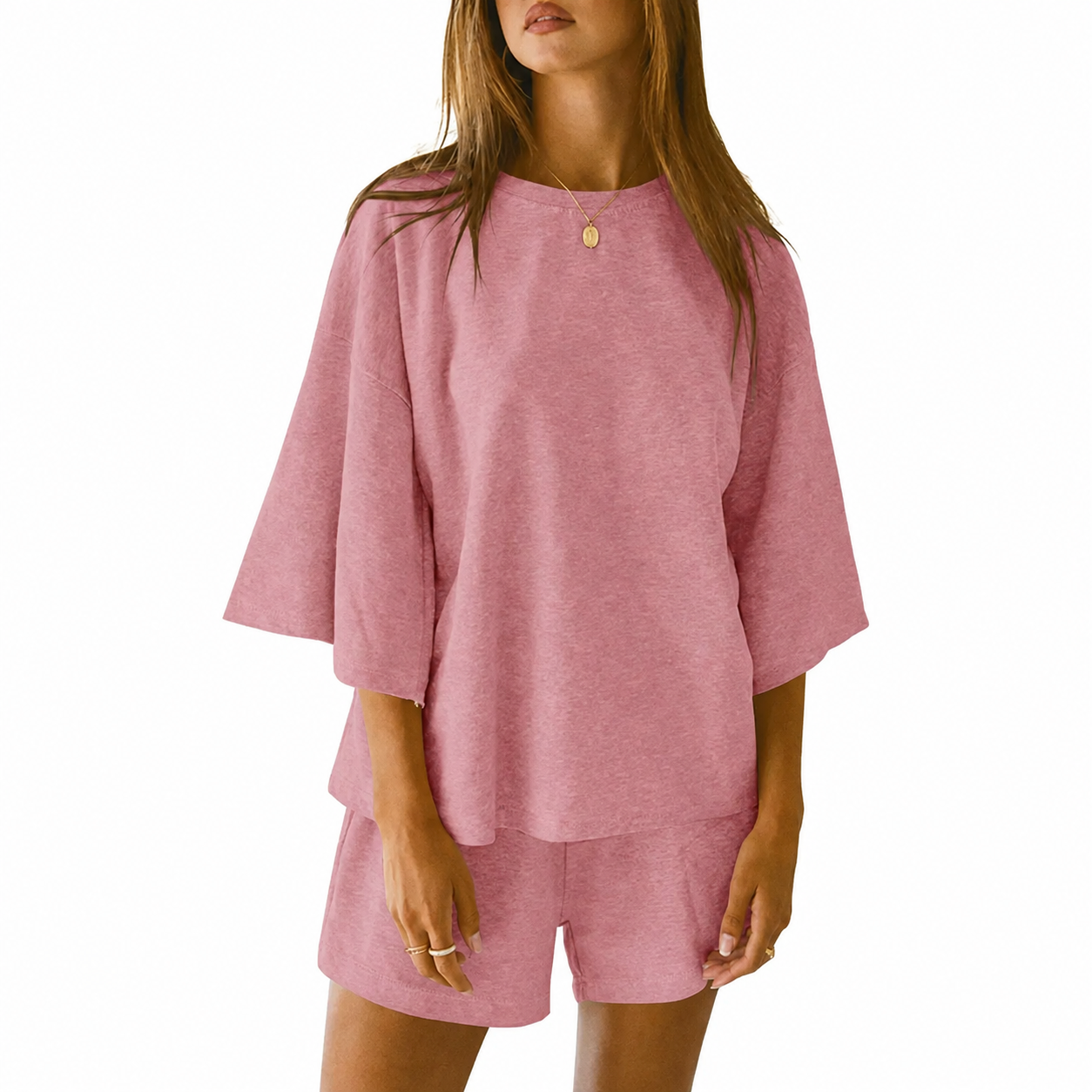 Casual 2 Piece Loungewear Tops And Shorts Set For Women