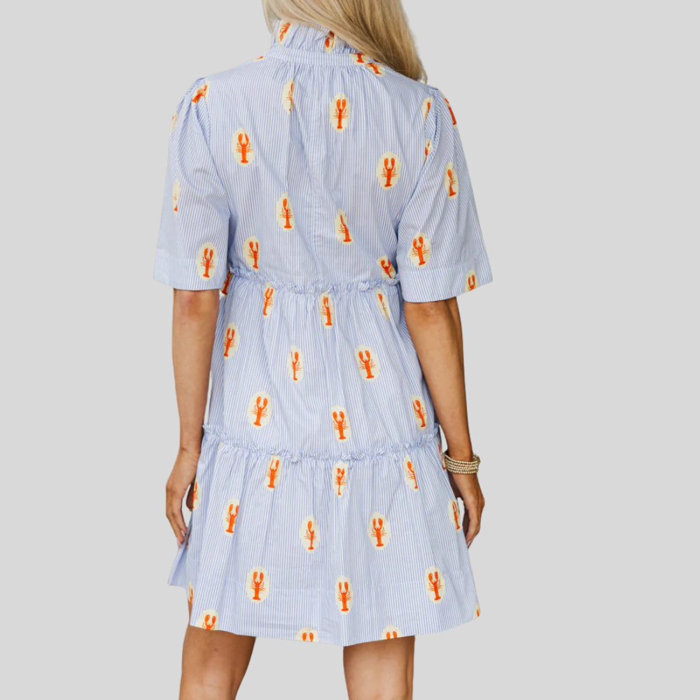 Embroidered Bow Printed Dress For Women