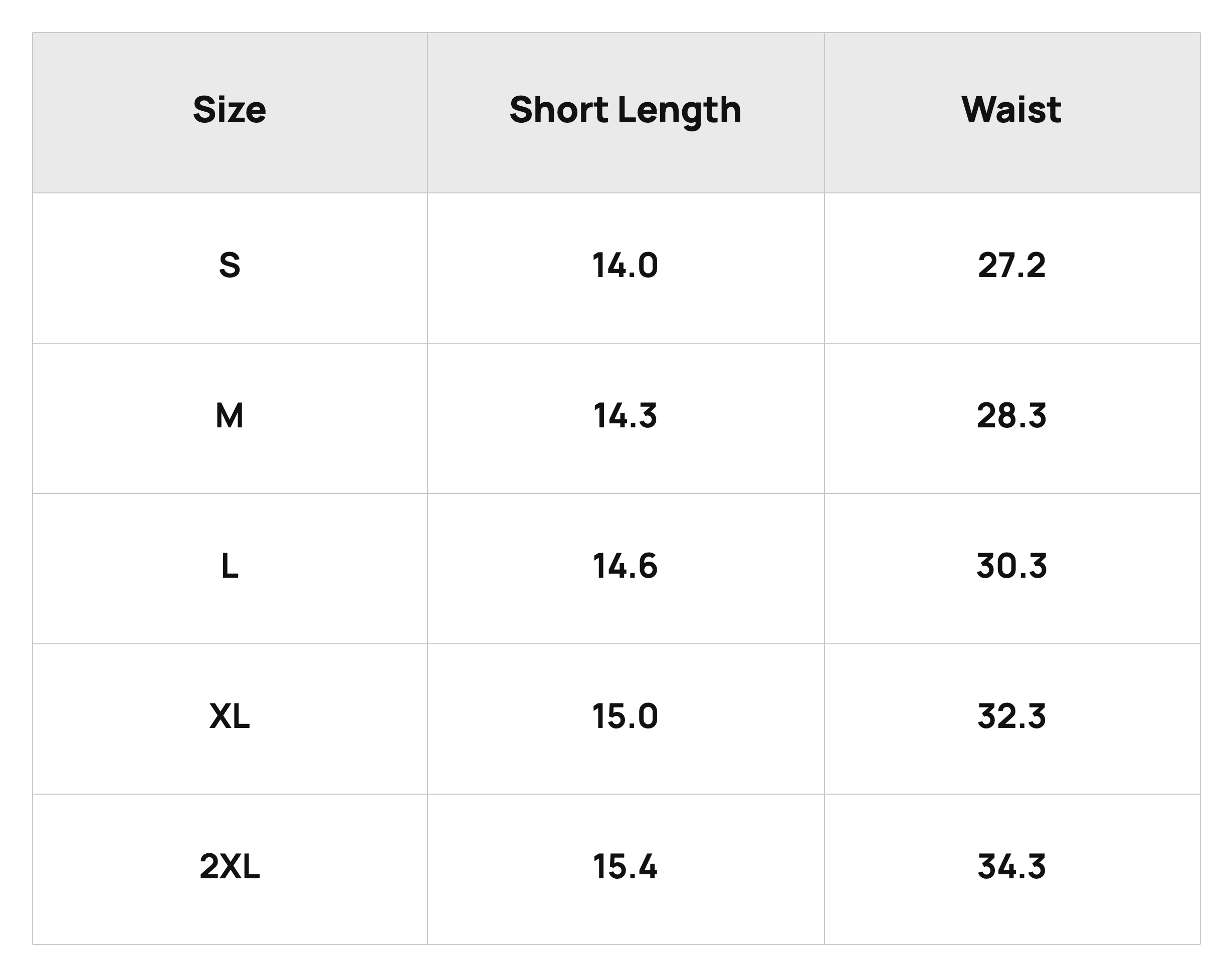 Size Chart Pant