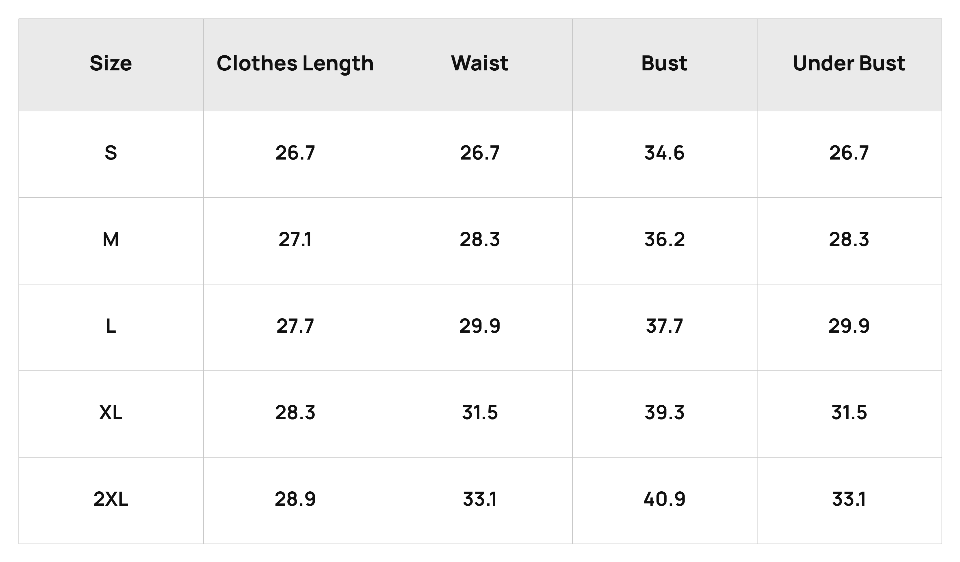 Size Chart
