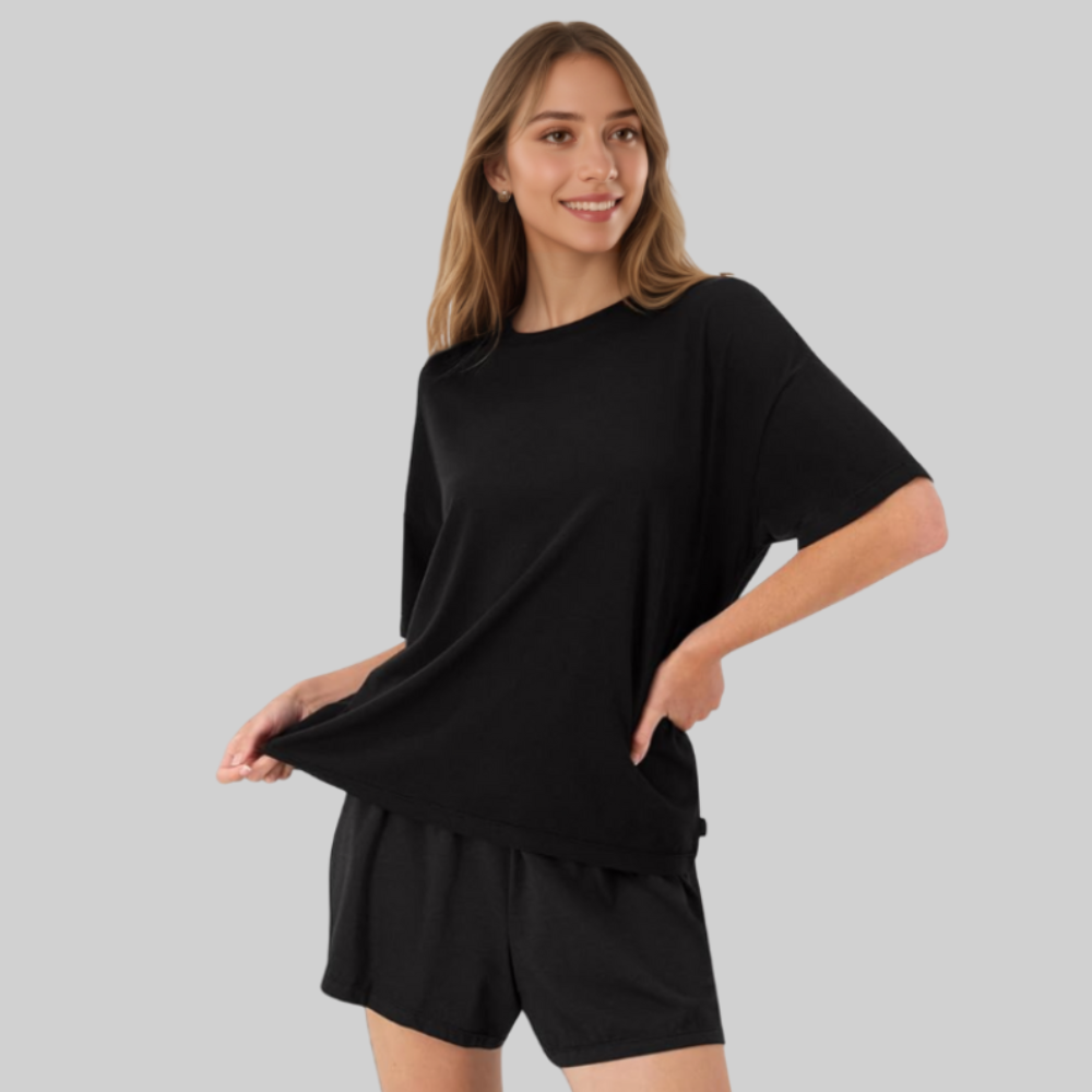 2 Piece Lounge Set With Supersoft Boxy T Shirt And Shorts