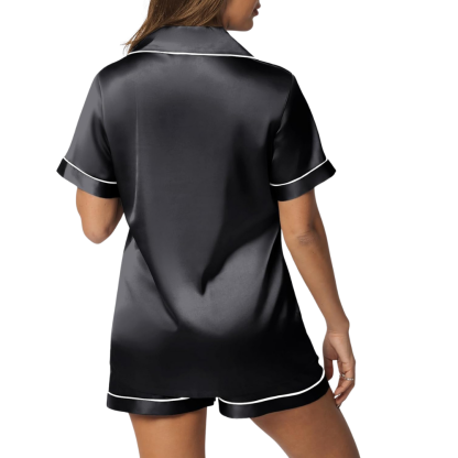 Women 2 Piece Button Down Pajama Set With Shorts