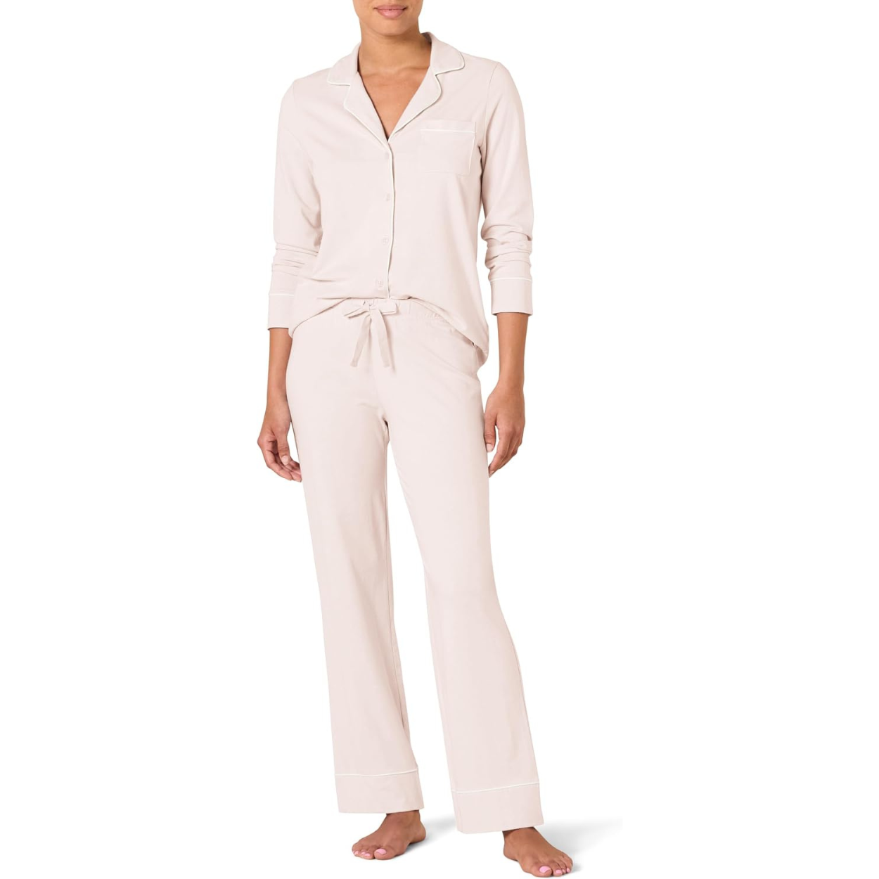 Long Sleeve Modal Pajama Set With Full Length Bottom Loungewear For Women