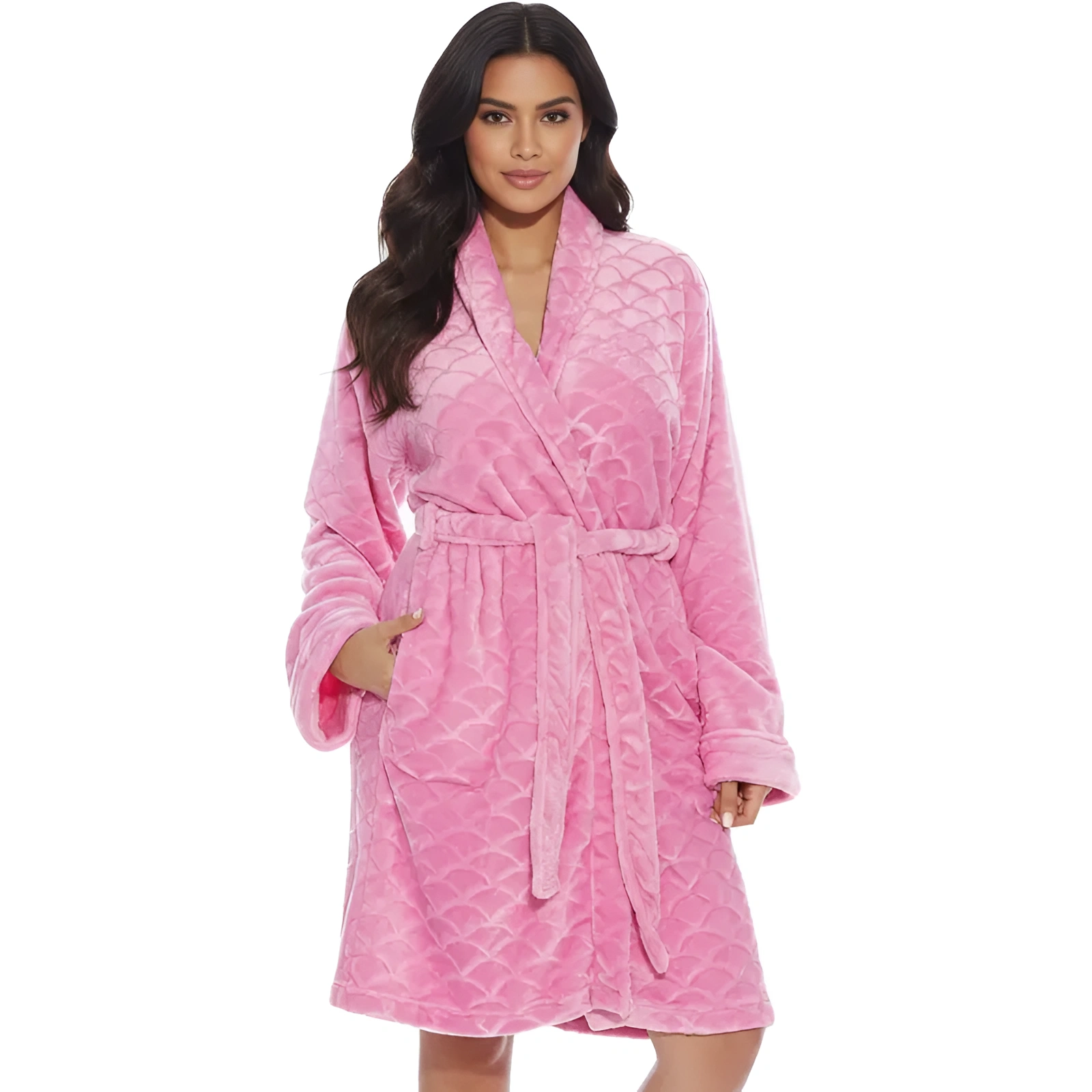 Kimono Design Bath Robe With Adjustable Belt For Women