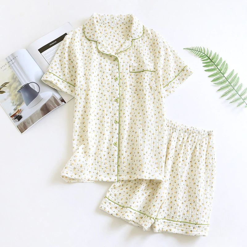 Short Sleeve Elegant Crepe Pajamas-Original Pajamas