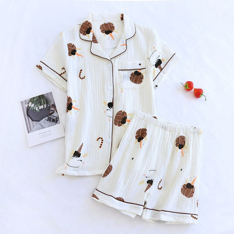Women's Loose Japanese 2 Piece Pajama Set-Original Pajamas