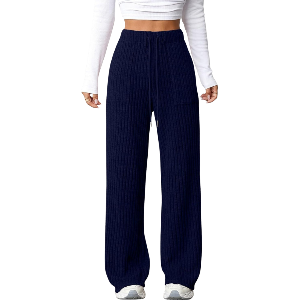 Ribbed Knit Lounge Pants With Pockets